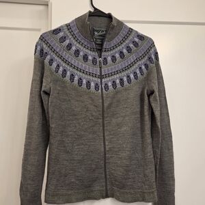 Woolrich Gray and Purple Zip Up